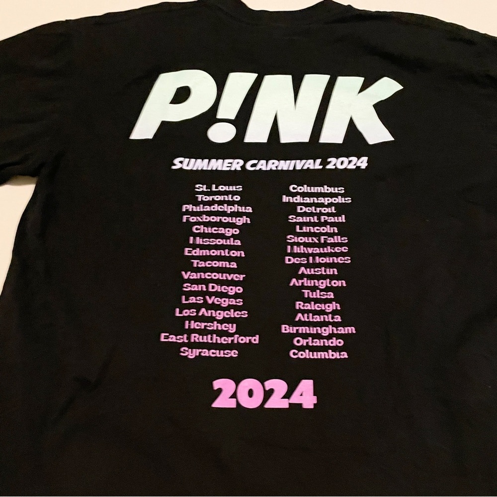 Pink Summer Carnival Tour T-Shirt 2024 Black Pink Concert P!NK Merch Large - Picture 16 of 16